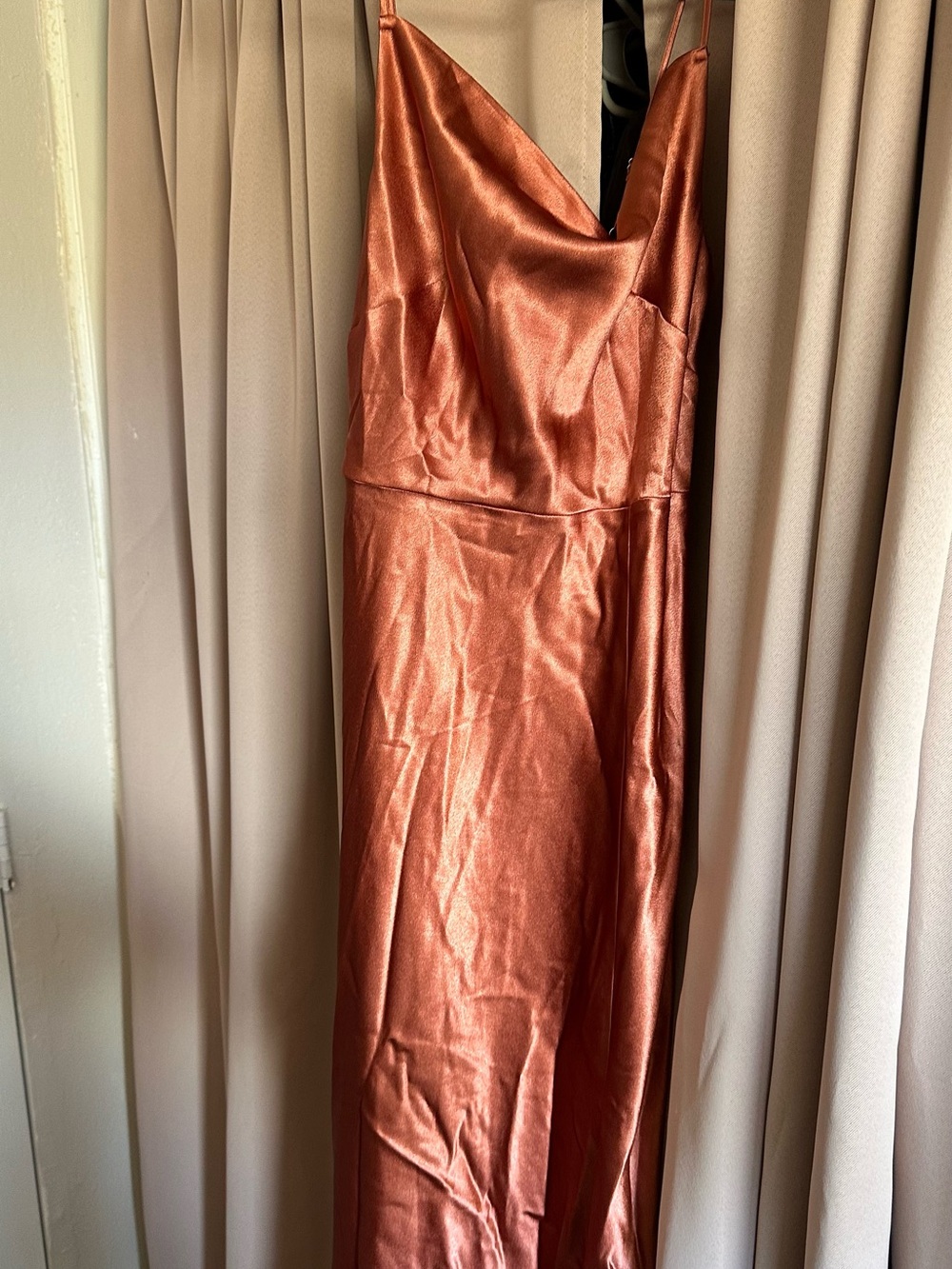 Birdy Grey Copper Satin Slip Maxi Dress